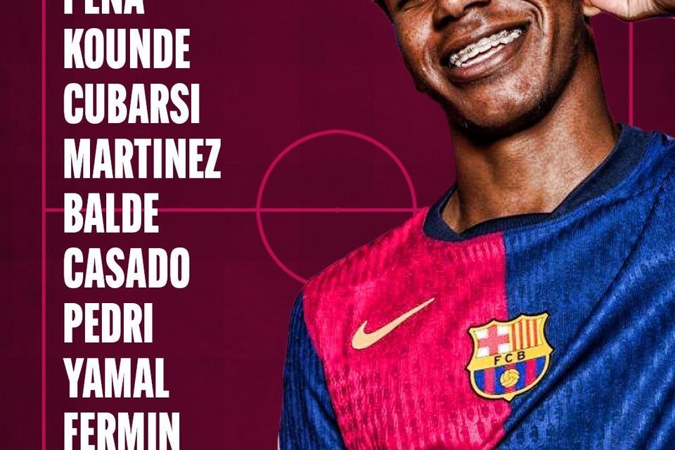 @FabrizioRomano: 🚨🔵🔴 Barça starting XI for El Clásico. Fermín starts, Dani Olmo on the bench.
